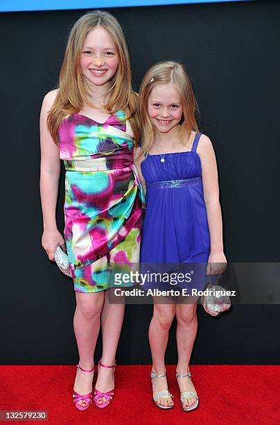 Actors Natalie Alyn Lind and Emily Alyn Lind arrive at Walt Disney Pictures Presents The Premiere Of "PROM" at El Capitan Theatre on April 21, 2011...