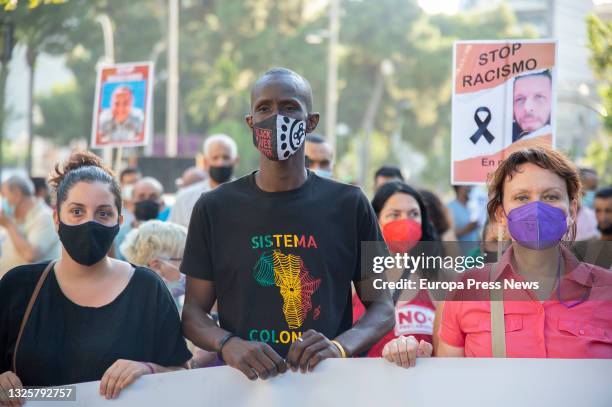 Several people during a rally called by STOP Racismo Region de Murcia, against racism, fascism and xenophobia, in Cartagena, on 27 June, 2021 in...