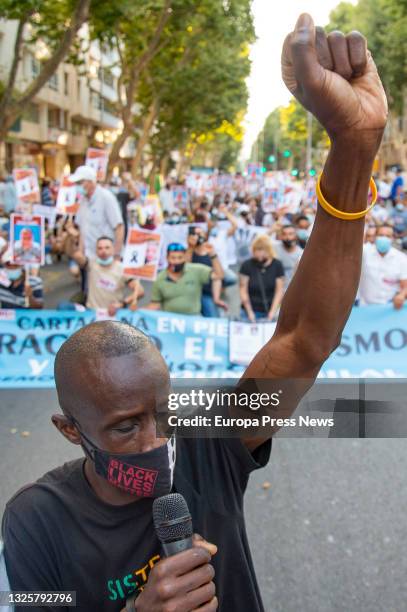 Several people during a rally called by STOP Racismo Region de Murcia, against racism, fascism and xenophobia, in Cartagena, on 27 June, 2021 in...