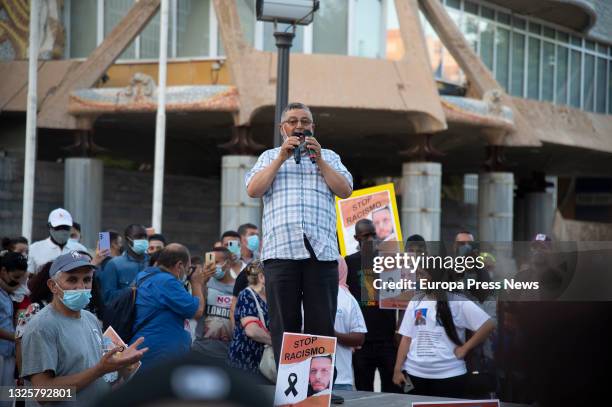 Several people during a rally called by STOP Racismo Region de Murcia, against racism, fascism and xenophobia, in Cartagena, on 27 June, 2021 in...