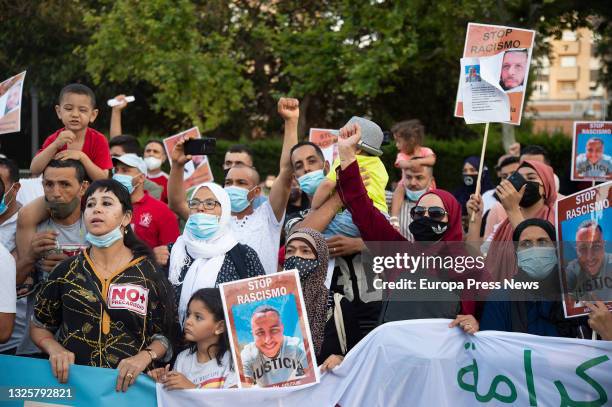 Several people during a rally called by STOP Racismo Region de Murcia, against racism, fascism and xenophobia, in Cartagena, on 27 June, 2021 in...