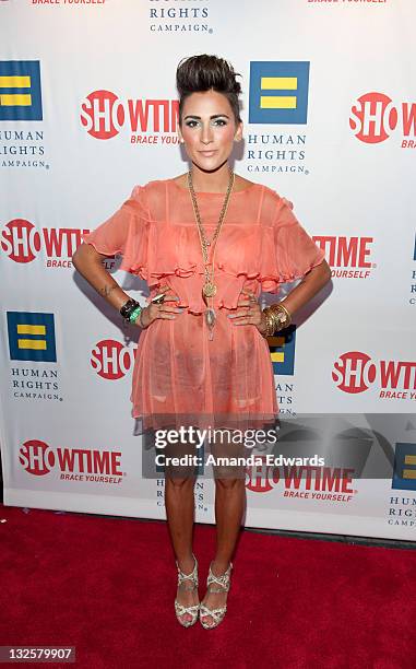 Television personality Romi Klinger arrives at Showtime's "The Real L Word Season 2" premiere party at East West Lounge on June 1, 2011 in West...