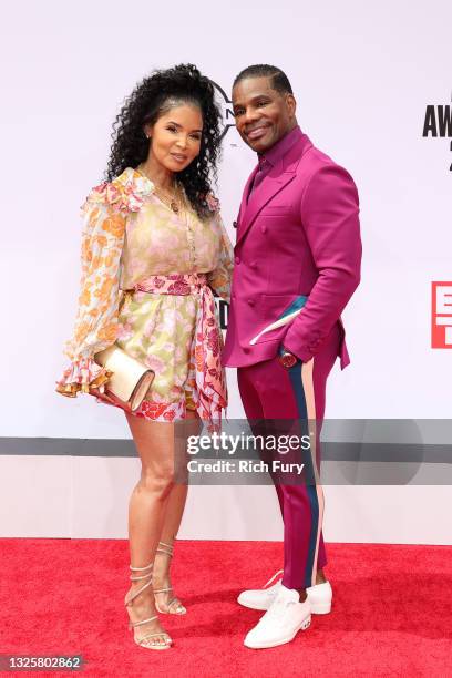 Tammy Collins and Kirk Franklin attend the BET Awards 2021 at Microsoft Theater on June 27, 2021 in Los Angeles, California.