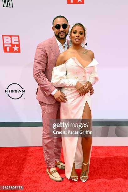 Michael Sterling and Eva Marcille attend the BET Awards 2021 at Microsoft Theater on June 27, 2021 in Los Angeles, California.
