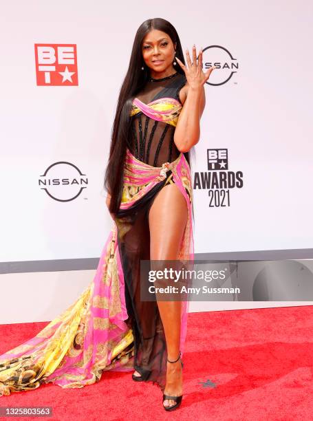 Host Taraji P. Henson attends the BET Awards 2021 at Microsoft Theater on June 27, 2021 in Los Angeles, California.