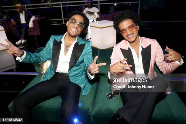 Anderson .Paak and Bruno Mars attend the BET Awards 2021 at Microsoft Theater on June 27, 2021 in Los Angeles, California.