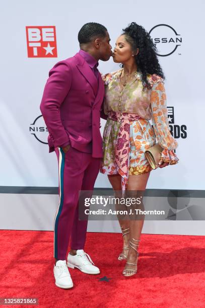 Recording Artist Kirk Franklin and his wife Tammy Franklin attend the 2021 BET Awards at the Microsoft Theater on June 27, 2021 in Los Angeles,...