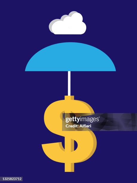 sheltering dollar - unsure concept stock illustrations