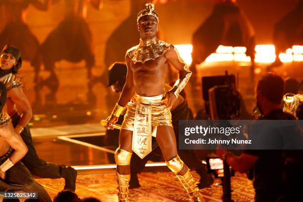 Lil Nas X performs onstage at the BET Awards 2021 at Microsoft Theater on June 27, 2021 in Los Angeles, California.