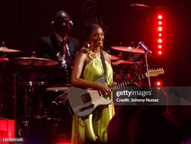 Mereba performs onstage at the BET Awards 2021 at Microsoft Theater on June 27, 2021 in Los Angeles, California.