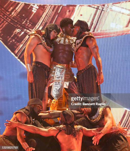 Lil Nas X performs onstage at the BET Awards 2021 at Microsoft Theater on June 27, 2021 in Los Angeles, California.