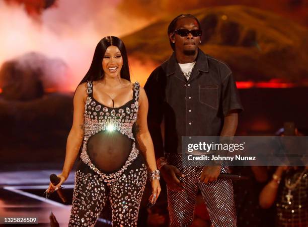 Cardi B and Offset of Migos perform onstage at the BET Awards 2021 at Microsoft Theater on June 27, 2021 in Los Angeles, California.