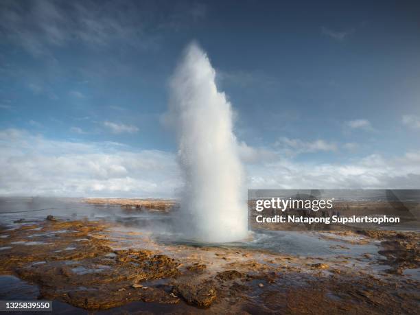 stokkur the famous geysir, iceland. - geyser ストックフォトと画像