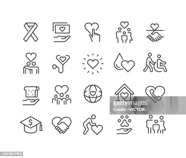 charity and donation icons - classic line series - disability icon stock illustrations