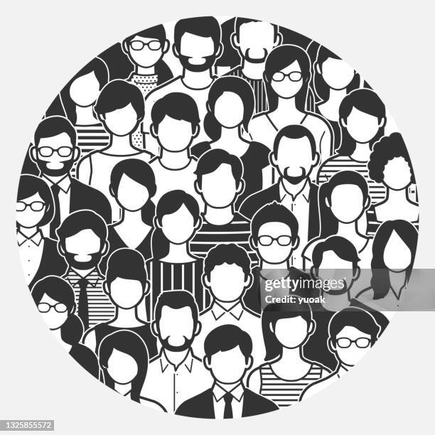 stockillustraties, clipart, cartoons en iconen met group of people. - 線画