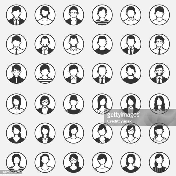 business people icons. - 人の髪 stock illustrations