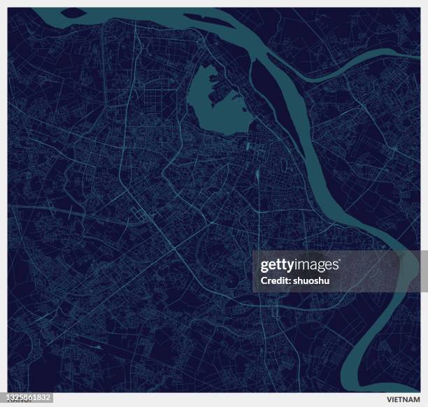 color art illustration style map,hanoi city,vietnam.made with natural earth. - hanoi stock illustrations