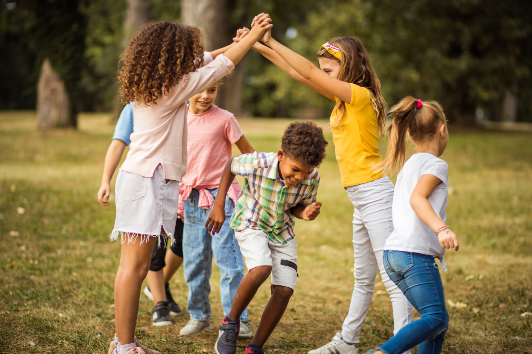 children teamwork nature
