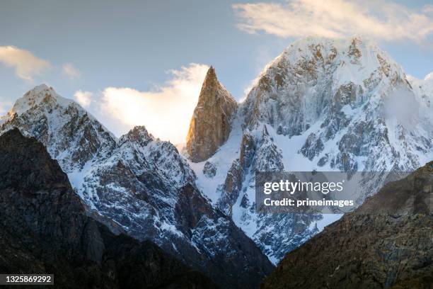 natural scene of landscape karakoram mountains with sunshine , k2 and nanga parbat , pasu valleys and glaciers. - nanga parbat stock pictures, royalty-free photos & images