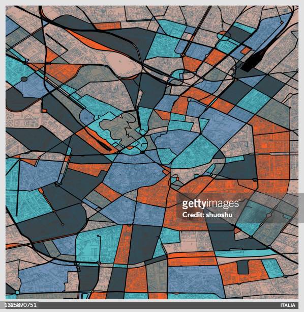 color art illustration style map,milan city,italy - milan map stock illustrations