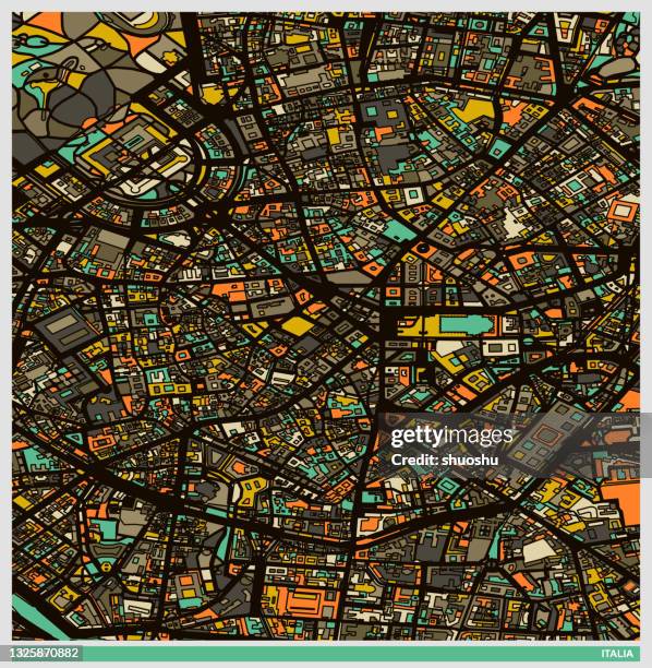 color art illustration style map,milan city,italy - milan map stock illustrations