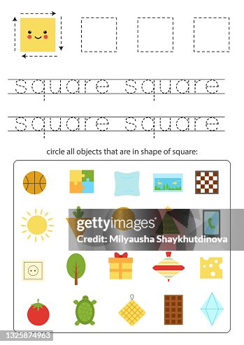 Easy Geometry Object Learning Basic Geometric Form For Children Find Square Objects High-Res ...