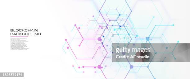 abstract hexagonal blockchain network background - biotechnology investment stock illustrations