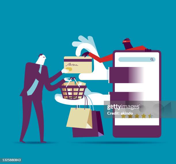 unsafe online shopping - digital wallet stock illustrations