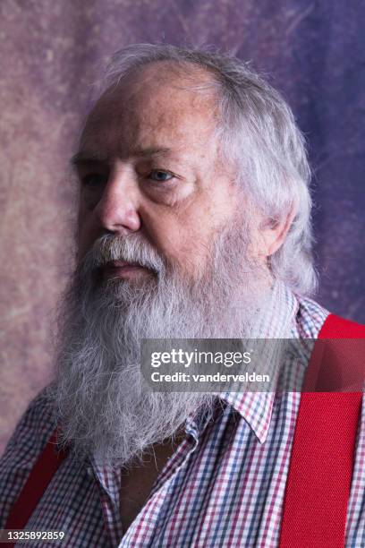 old man with a big beard - senior man grey long hair stock pictures, royalty-free photos & images