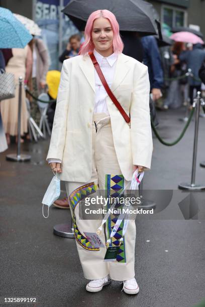 Anne-Marie seen outside Wimbledon Tennis Championships 2021 at The All Englands Lawn Tennis Club on June 28, 2021 in London, England.