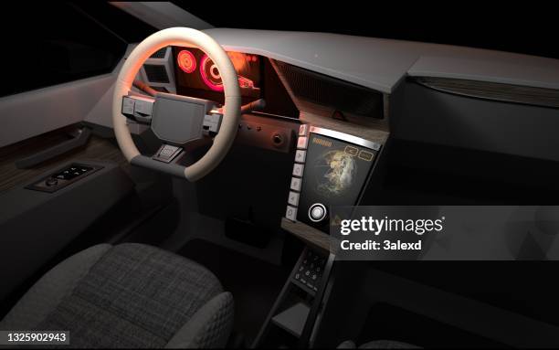 futuristic car interior - smart car stockfoto's en -beelden