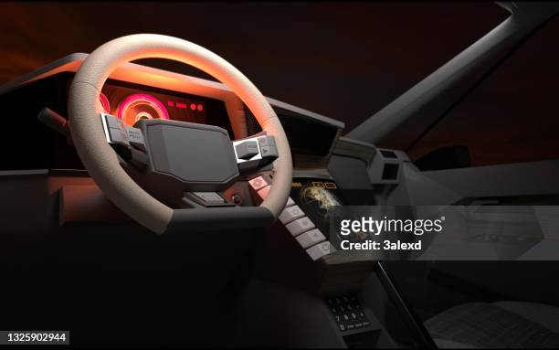futuristic car interior - smart car stockfoto's en -beelden