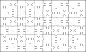 Puzzles grid - blank template. Jigsaw puzzle with 60 pieces.