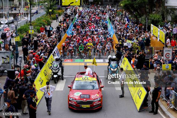 Julian Alaphilippe of France and Team Deceuninck - Quick-Step Green Points Jersey, Mathieu Van Der Poel of The Netherlands and Team Alpecin-Fenix...