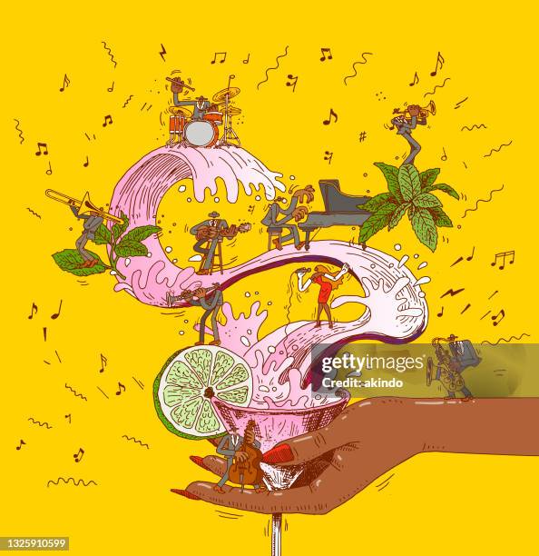jazz band - playing trombone stock illustrations