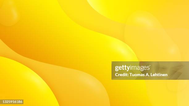yellow and orange flowing, fluid and transparent shapes and objects. - gelber hintergrund stock-fotos und bilder