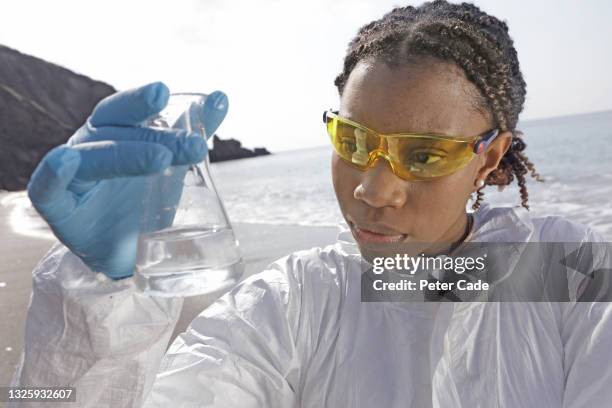 testing sea water - biologist stockfoto's en -beelden