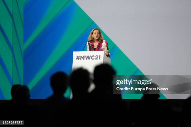 The Second Vice-President of the Government and Minister of Economic Affairs and Digital Transformation, Nadia Calviño, speaks at the 'Digital Future...