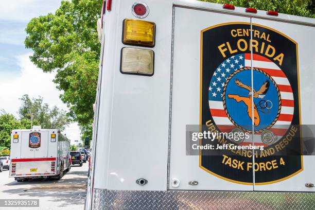 Florida, Miami Beach, Surfside, Champlain Towers South Condominium Building Collapse, FEMA Central Florida Task Force Urban Search & Rescue, mobile...