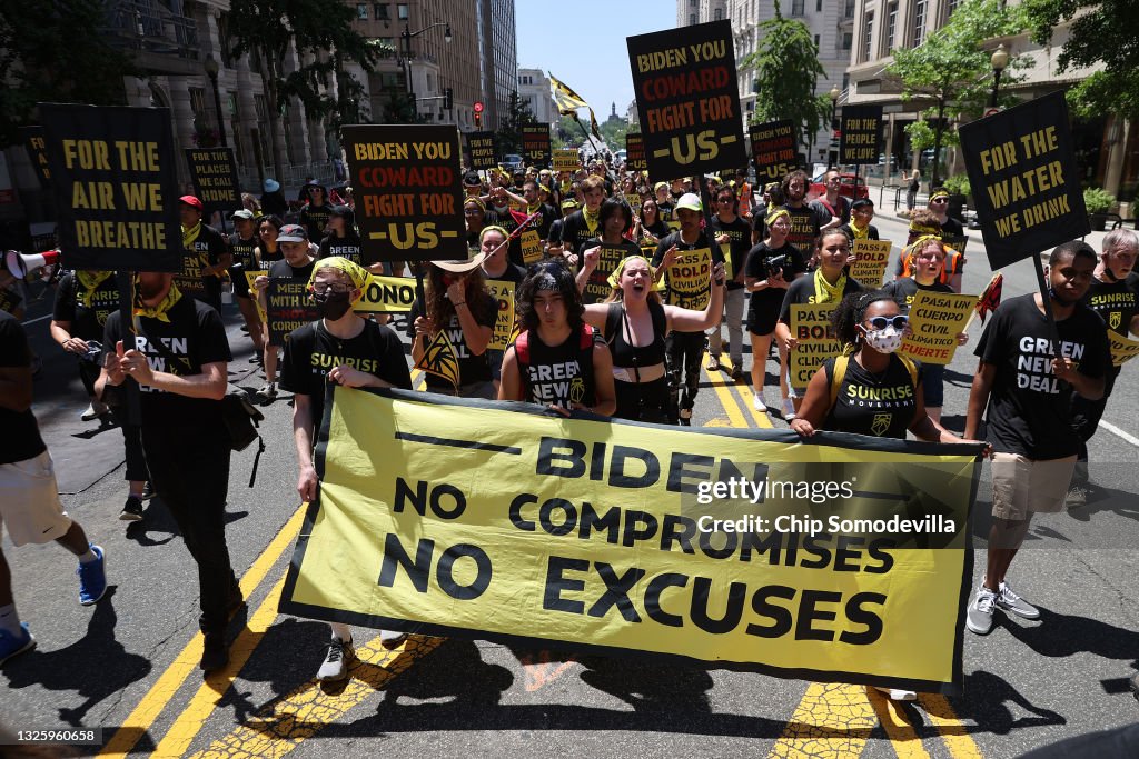 Climate Activists Protest Infrastructure Deal In Washington, DC