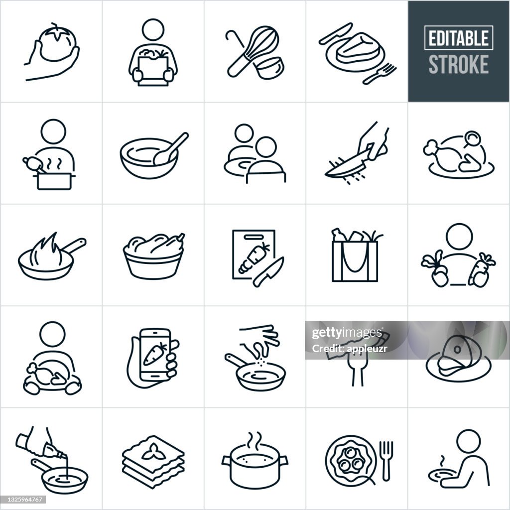 Cooking Thin Line Icons - Editable Stroke