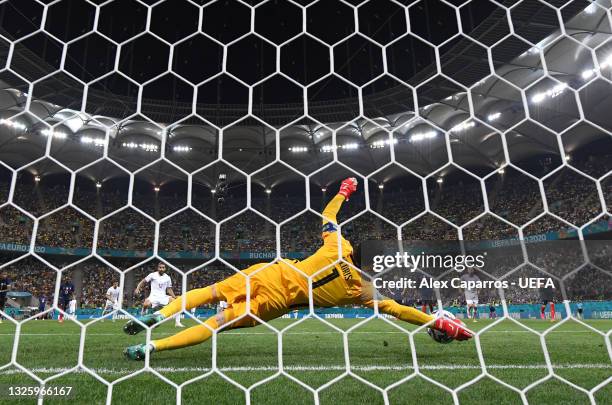 Hugo Lloris of France saves a penalty taken by Ricardo Rodriguez of Switzerland during the UEFA Euro 2020 Championship Round of 16 match between...