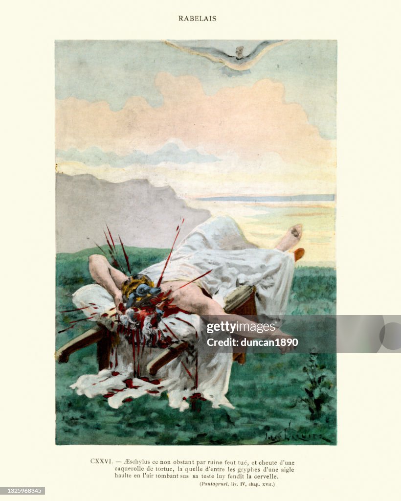 Ancient Greek author, Aeschylus killed by a tortoise dropped by an eagle