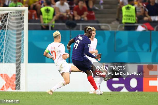 Paul Pogba of France scores their side's third goal during the UEFA Euro 2020 Championship Round of 16 match between France and Switzerland at...