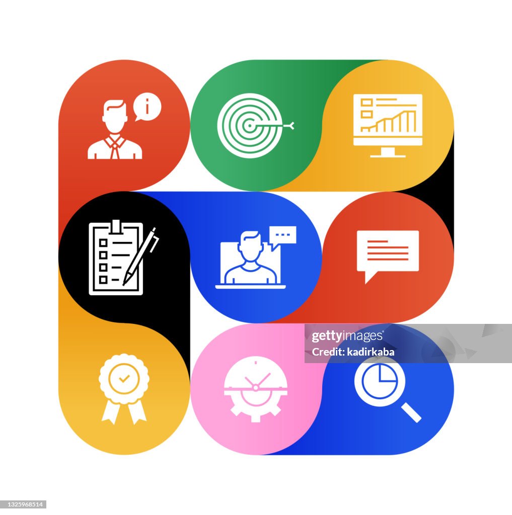 Assessment Modernes Flat Icon Set Konzeptdesign