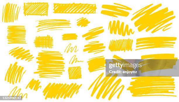 yellow hand drawn pen texture patterns - marker pen stock illustrations