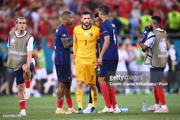 Hugo Lloris of France looks dejected after the UEFA Euro 2020 Championship Round of 16 match between France and Switzerland at National Arena on June...