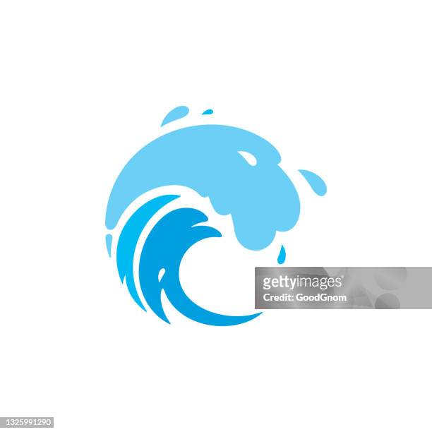 ilustraciones, imágenes clip art, dibujos animados e iconos de stock de emblema de la ola de mar - ola