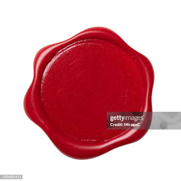 red sealing wax stamp isolated on white - wax seal imagens e fotografias de stock