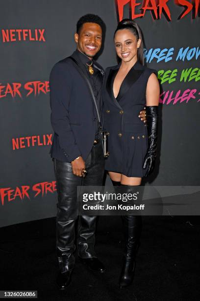 Lovell Adams-Gray and Kiana Madeira attend the Premiere of Netflix's "Fear Street Trilogy" at Los Angeles State Historic Park on June 28, 2021 in Los...